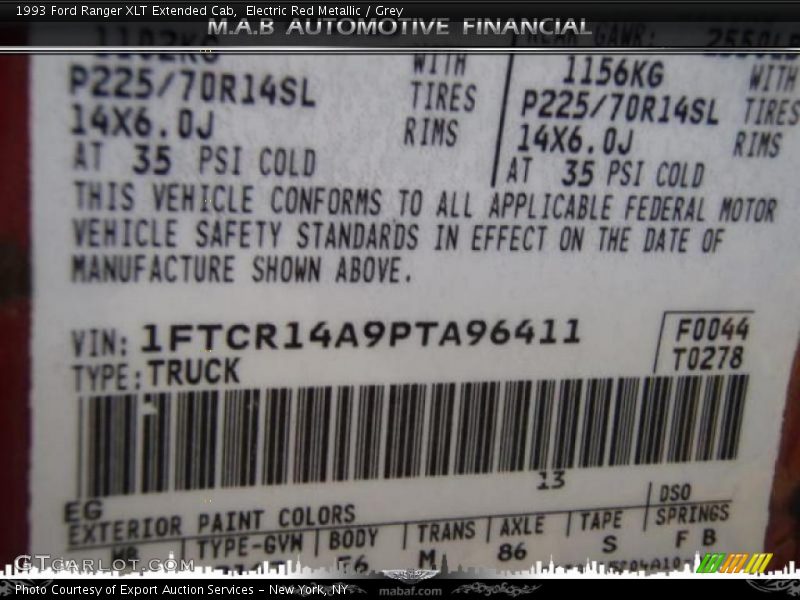 Electric Red Metallic / Grey 1993 Ford Ranger XLT Extended Cab