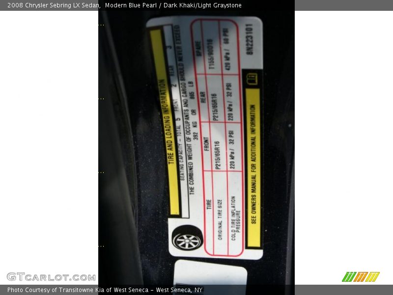 Modern Blue Pearl / Dark Khaki/Light Graystone 2008 Chrysler Sebring LX Sedan