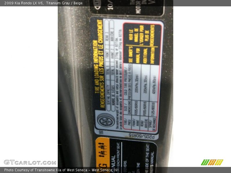 Titanium Gray / Beige 2009 Kia Rondo LX V6