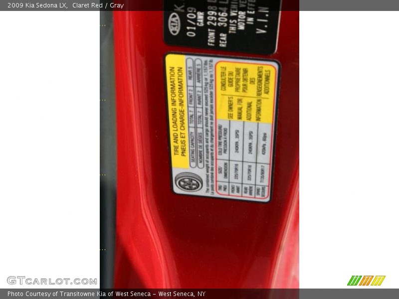 Claret Red / Gray 2009 Kia Sedona LX