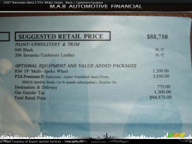 Black / Cashmere/Savanna 2007 Mercedes-Benz S 550 4Matic Sedan