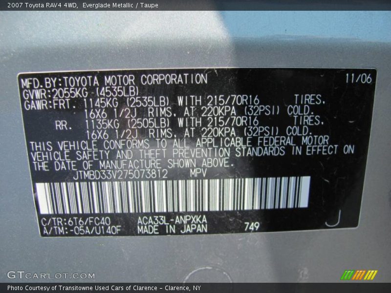 Everglade Metallic / Taupe 2007 Toyota RAV4 4WD
