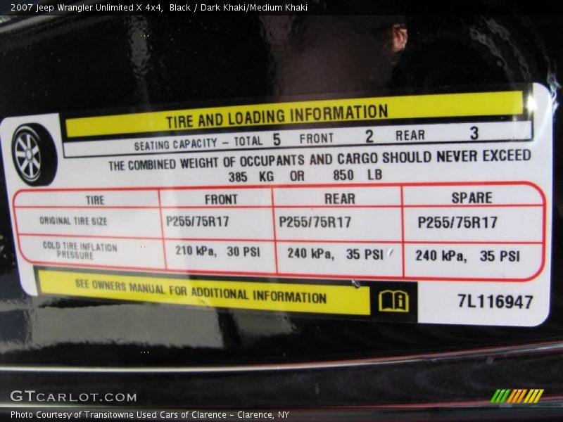 Black / Dark Khaki/Medium Khaki 2007 Jeep Wrangler Unlimited X 4x4