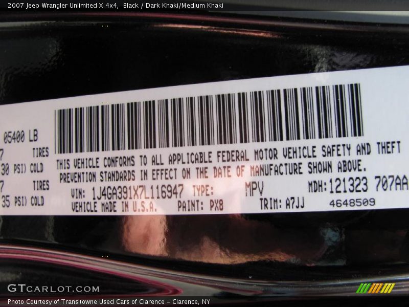 Black / Dark Khaki/Medium Khaki 2007 Jeep Wrangler Unlimited X 4x4