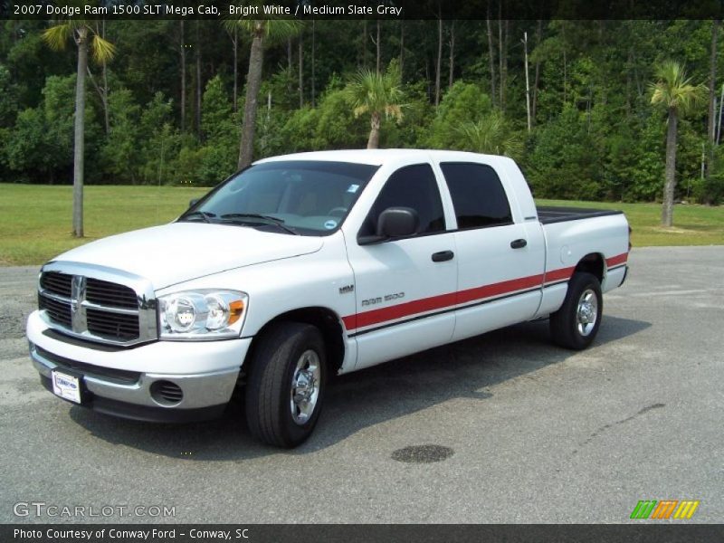 Bright White / Medium Slate Gray 2007 Dodge Ram 1500 SLT Mega Cab