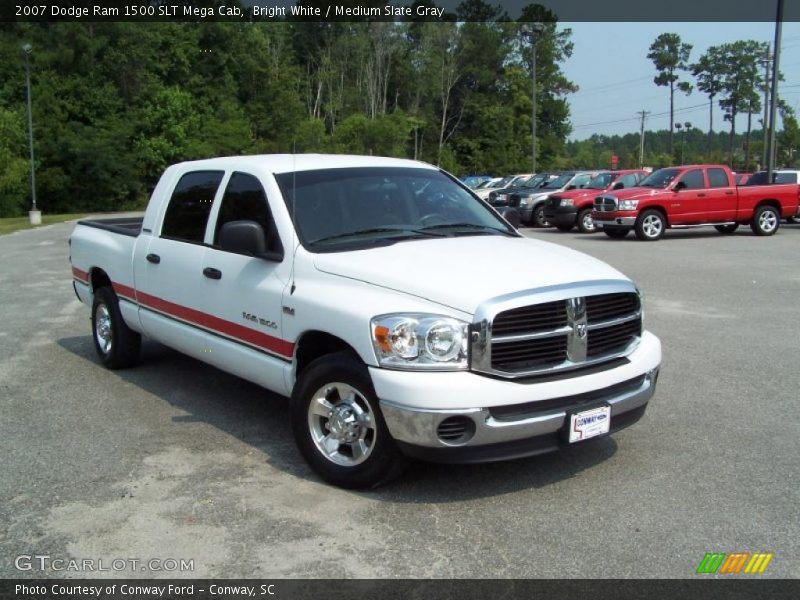 Bright White / Medium Slate Gray 2007 Dodge Ram 1500 SLT Mega Cab