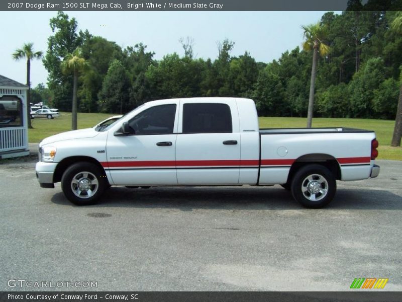 Bright White / Medium Slate Gray 2007 Dodge Ram 1500 SLT Mega Cab