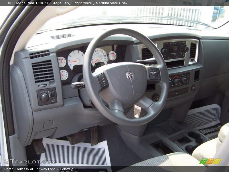 Bright White / Medium Slate Gray 2007 Dodge Ram 1500 SLT Mega Cab
