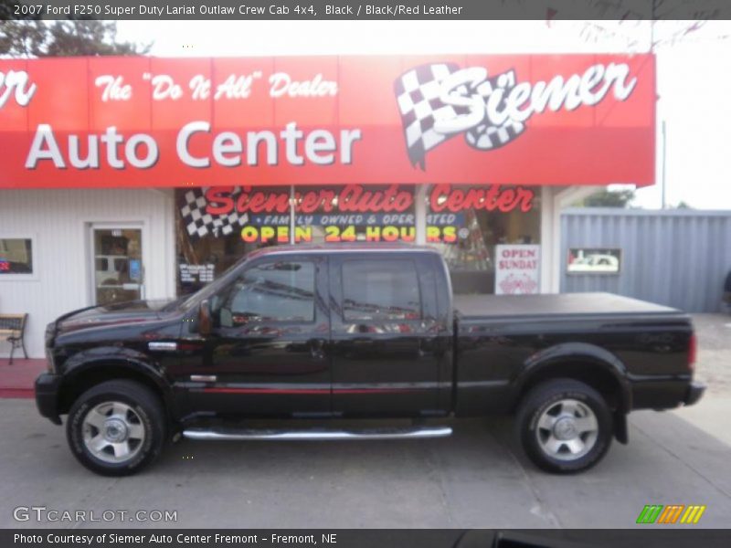 Black / Black/Red Leather 2007 Ford F250 Super Duty Lariat Outlaw Crew Cab 4x4