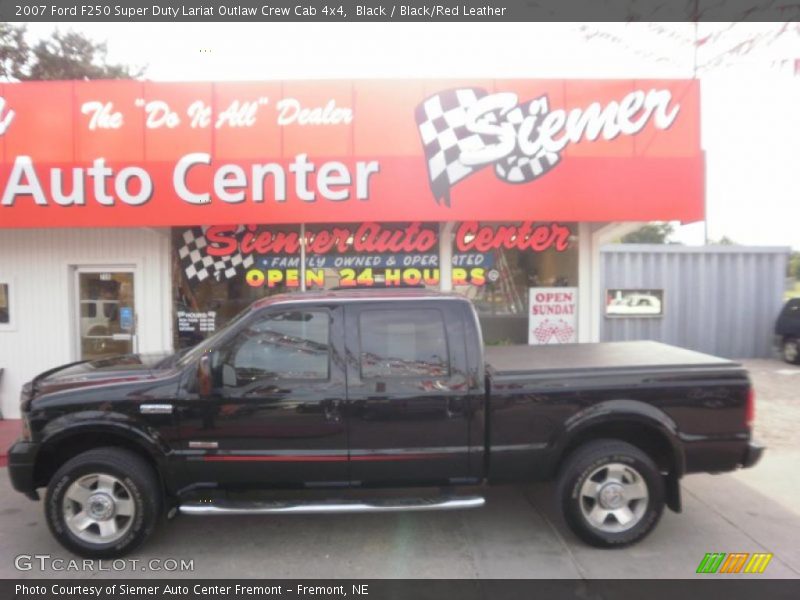 Black / Black/Red Leather 2007 Ford F250 Super Duty Lariat Outlaw Crew Cab 4x4