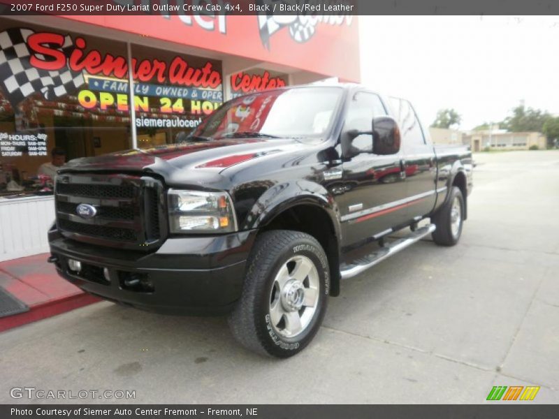 Black / Black/Red Leather 2007 Ford F250 Super Duty Lariat Outlaw Crew Cab 4x4