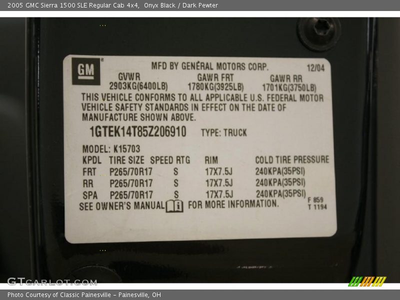 Onyx Black / Dark Pewter 2005 GMC Sierra 1500 SLE Regular Cab 4x4