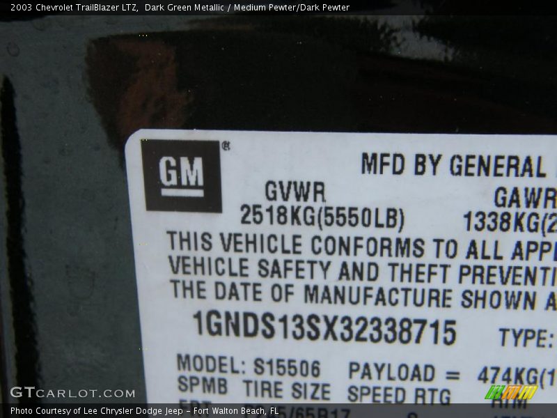 Dark Green Metallic / Medium Pewter/Dark Pewter 2003 Chevrolet TrailBlazer LTZ