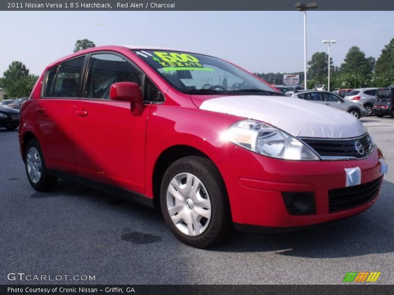 Red Alert / Charcoal 2011 Nissan Versa 1.8 S Hatchback