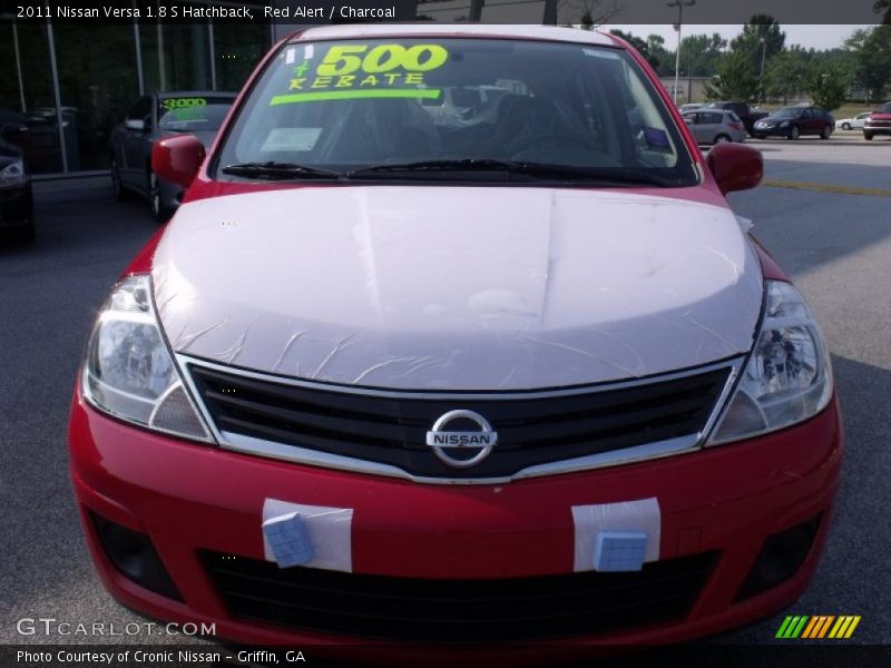 Red Alert / Charcoal 2011 Nissan Versa 1.8 S Hatchback
