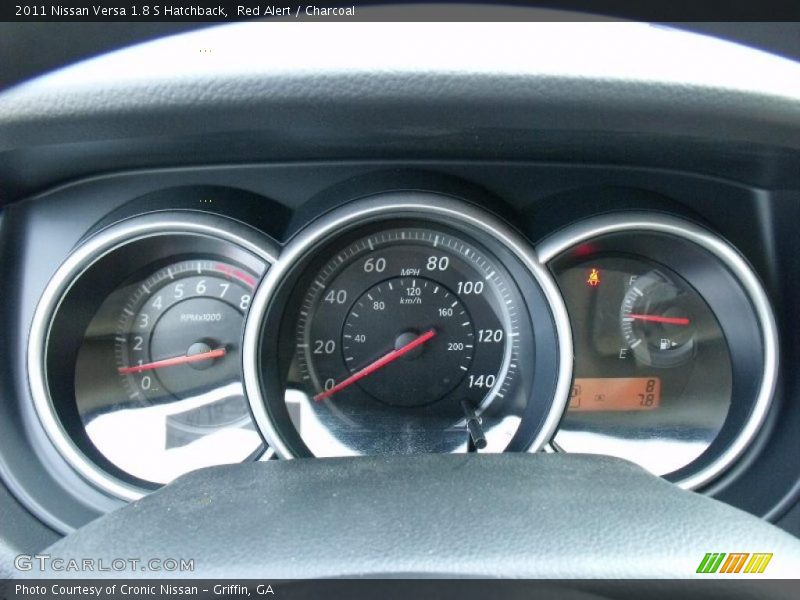 Red Alert / Charcoal 2011 Nissan Versa 1.8 S Hatchback