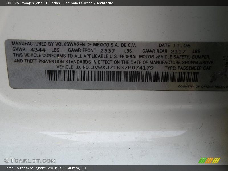 Campanella White / Anthracite 2007 Volkswagen Jetta GLI Sedan