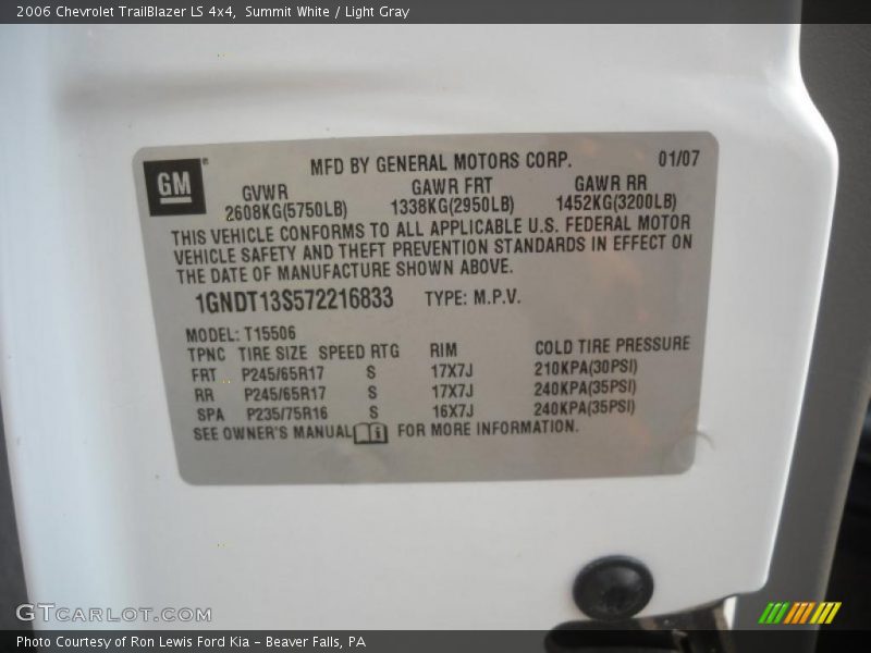 Summit White / Light Gray 2006 Chevrolet TrailBlazer LS 4x4