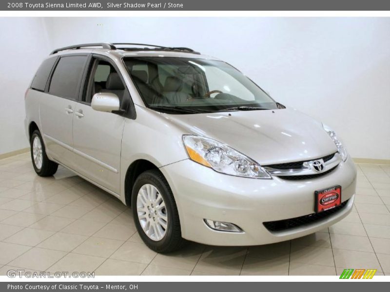 Silver Shadow Pearl / Stone 2008 Toyota Sienna Limited AWD