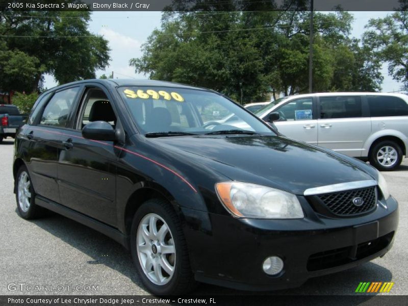 Ebony Black / Gray 2005 Kia Spectra 5 Wagon