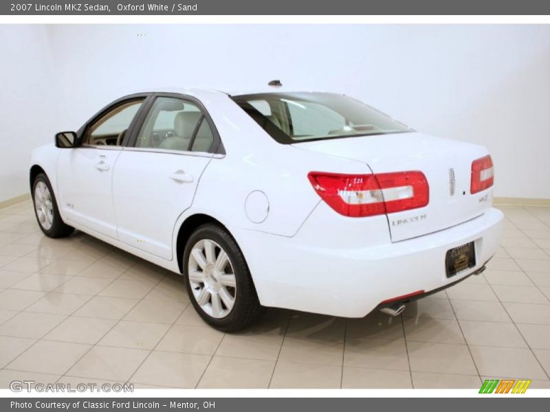 Oxford White / Sand 2007 Lincoln MKZ Sedan