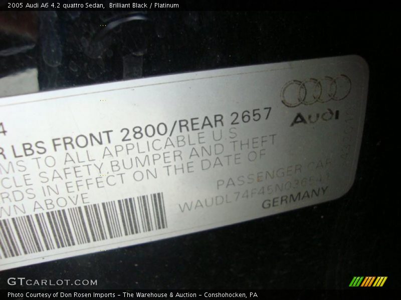 Brilliant Black / Platinum 2005 Audi A6 4.2 quattro Sedan