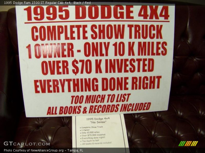 Black / Red 1995 Dodge Ram 1500 ST Regular Cab 4x4