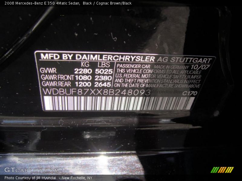 Black / Cognac Brown/Black 2008 Mercedes-Benz E 350 4Matic Sedan