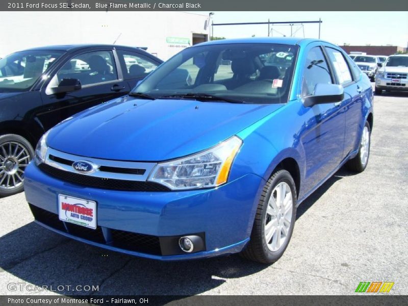 Blue Flame Metallic / Charcoal Black 2011 Ford Focus SEL Sedan