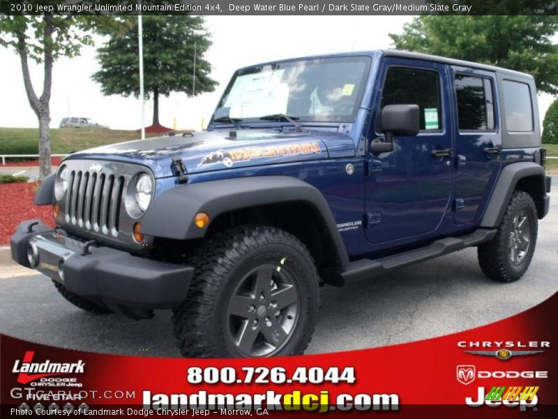 Deep Water Blue Pearl / Dark Slate Gray/Medium Slate Gray 2010 Jeep Wrangler Unlimited Mountain Edition 4x4
