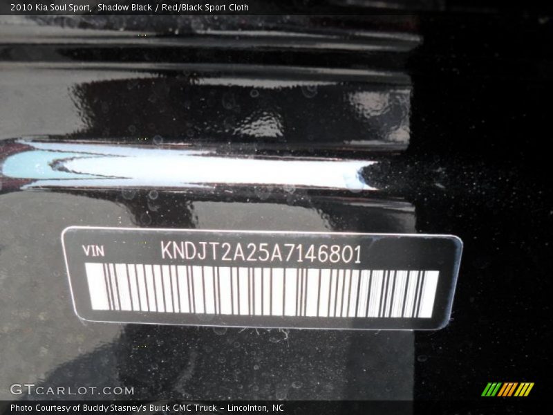 Shadow Black / Red/Black Sport Cloth 2010 Kia Soul Sport
