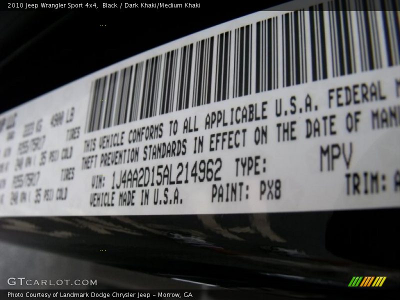 Black / Dark Khaki/Medium Khaki 2010 Jeep Wrangler Sport 4x4