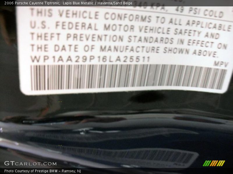 Lapis Blue Metallic / Havanna/Sand Beige 2006 Porsche Cayenne Tiptronic
