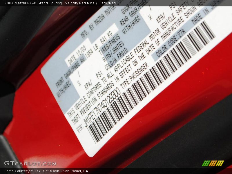 Velocity Red Mica / Black/Red 2004 Mazda RX-8 Grand Touring