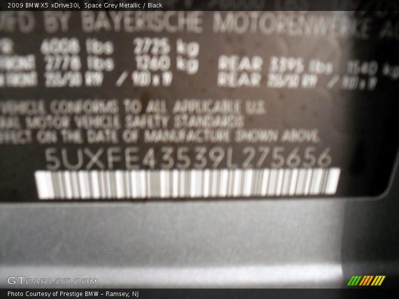 Space Grey Metallic / Black 2009 BMW X5 xDrive30i