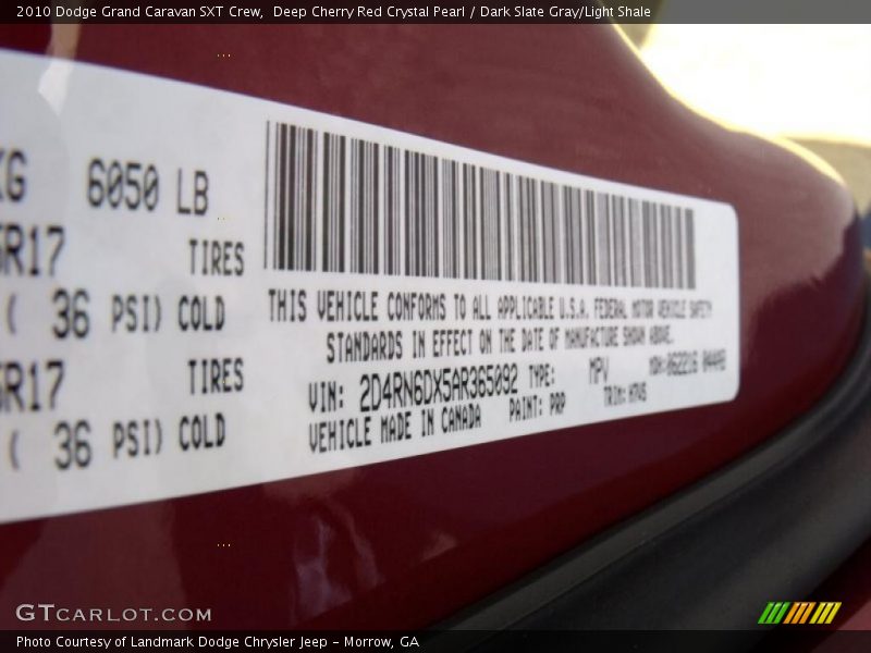 Deep Cherry Red Crystal Pearl / Dark Slate Gray/Light Shale 2010 Dodge Grand Caravan SXT Crew