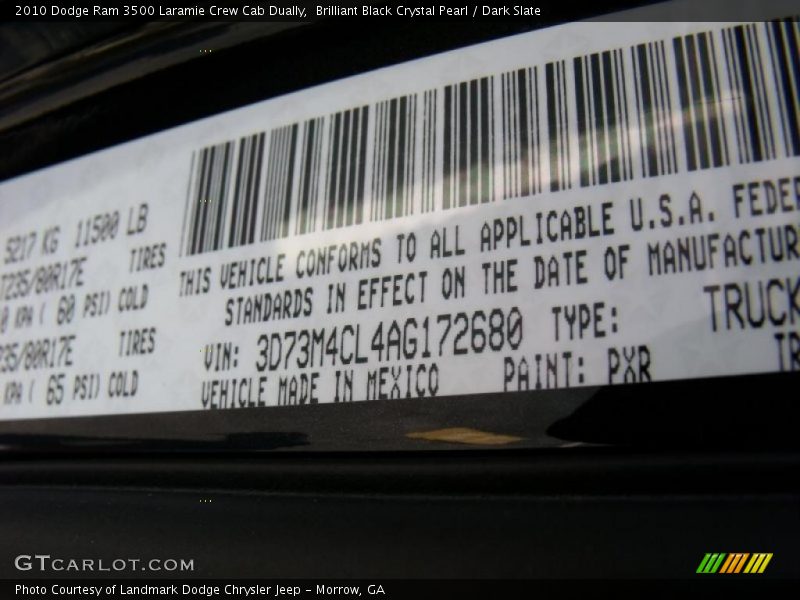 Brilliant Black Crystal Pearl / Dark Slate 2010 Dodge Ram 3500 Laramie Crew Cab Dually
