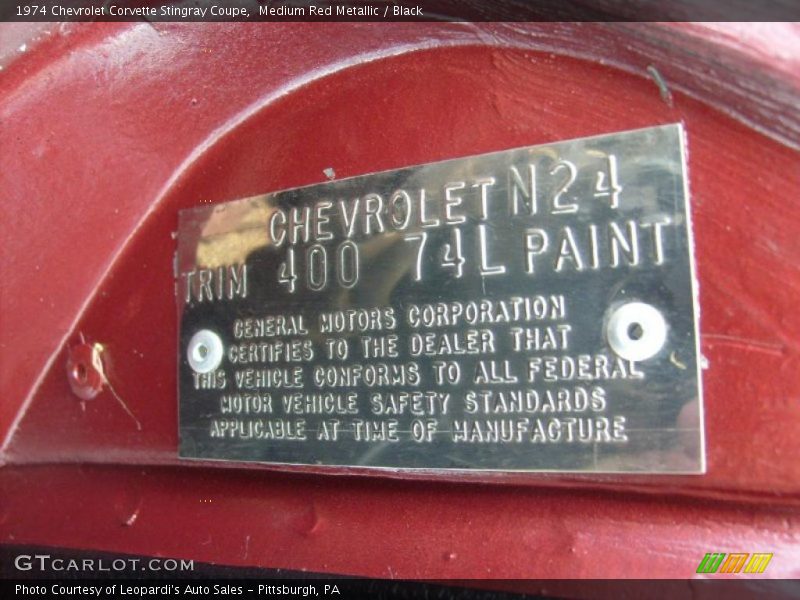 Medium Red Metallic / Black 1974 Chevrolet Corvette Stingray Coupe