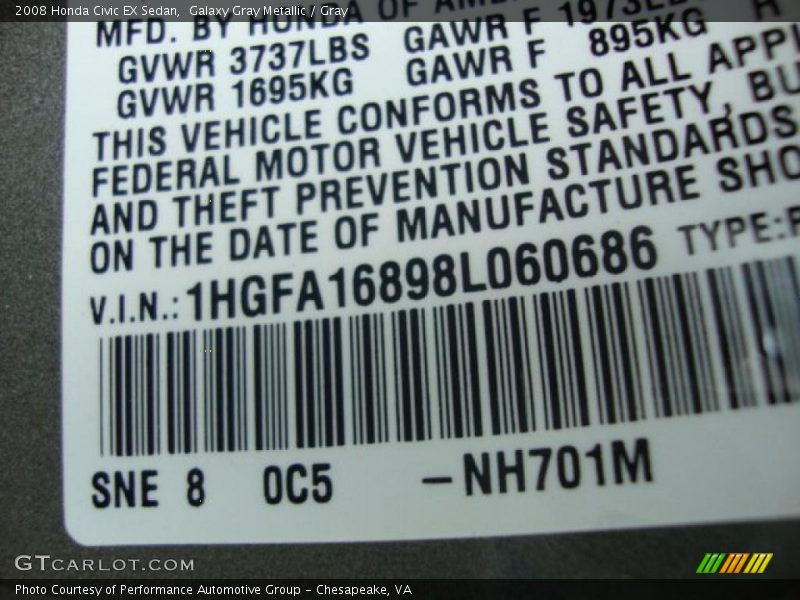 Galaxy Gray Metallic / Gray 2008 Honda Civic EX Sedan