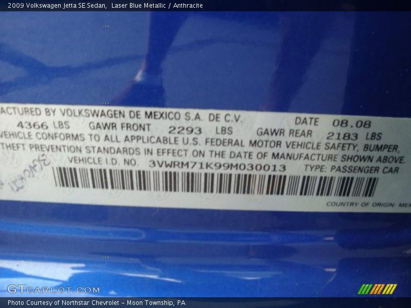 Laser Blue Metallic / Anthracite 2009 Volkswagen Jetta SE Sedan