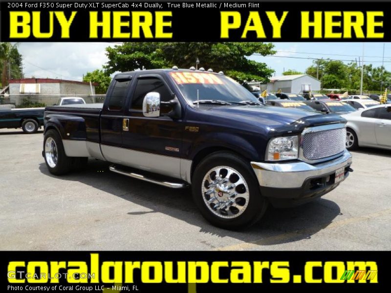 True Blue Metallic / Medium Flint 2004 Ford F350 Super Duty XLT SuperCab 4x4 Dually