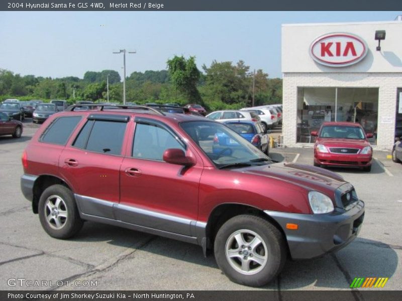 Merlot Red / Beige 2004 Hyundai Santa Fe GLS 4WD