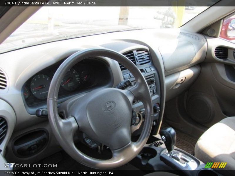 Merlot Red / Beige 2004 Hyundai Santa Fe GLS 4WD