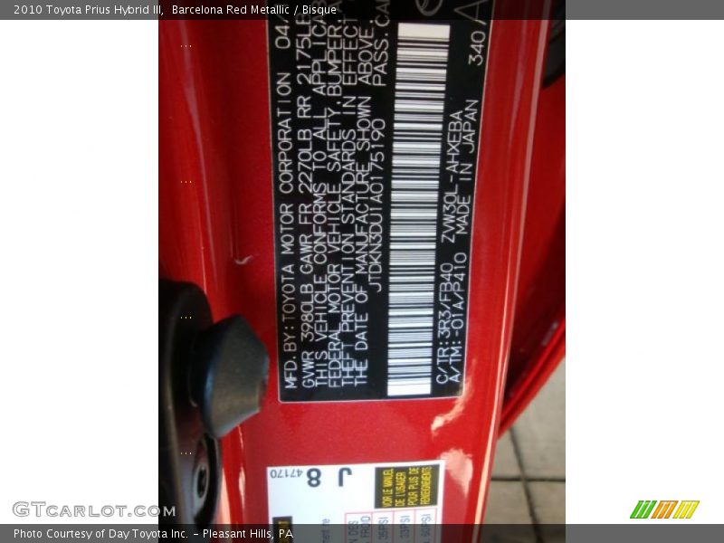 Barcelona Red Metallic / Bisque 2010 Toyota Prius Hybrid III