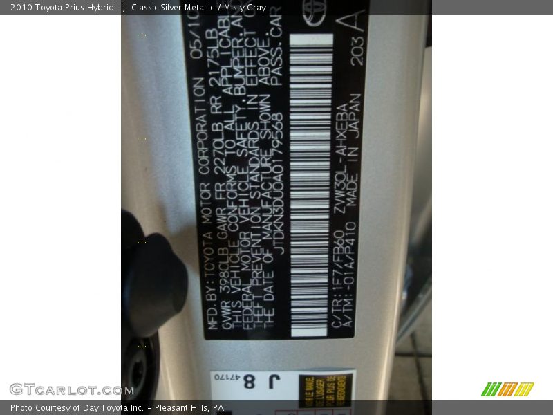 Classic Silver Metallic / Misty Gray 2010 Toyota Prius Hybrid III