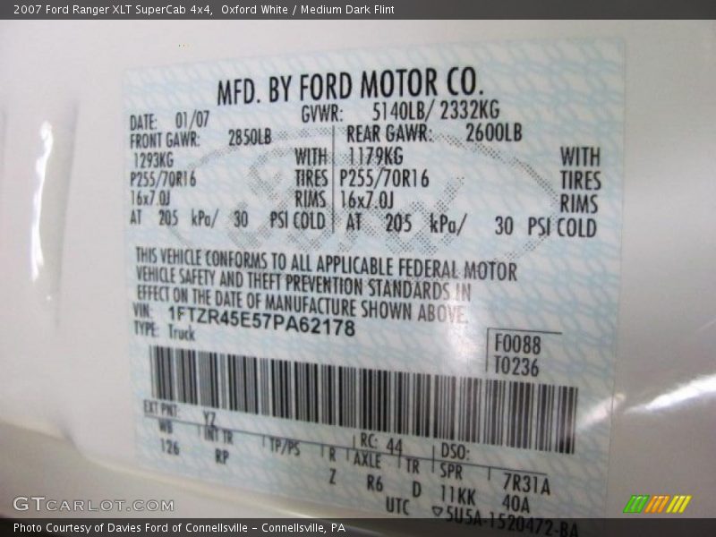 Oxford White / Medium Dark Flint 2007 Ford Ranger XLT SuperCab 4x4
