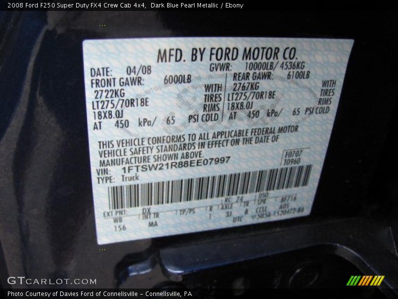 Dark Blue Pearl Metallic / Ebony 2008 Ford F250 Super Duty FX4 Crew Cab 4x4