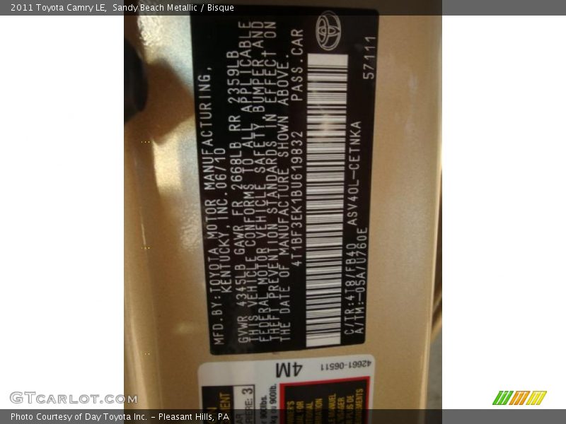 Sandy Beach Metallic / Bisque 2011 Toyota Camry LE