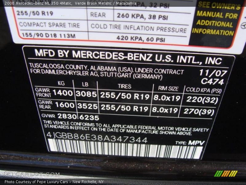 Verde Brook Metallic / Macadamia 2008 Mercedes-Benz ML 350 4Matic