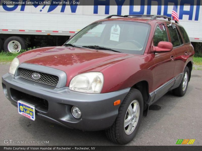 Merlot Red / Gray 2004 Hyundai Santa Fe LX 4WD